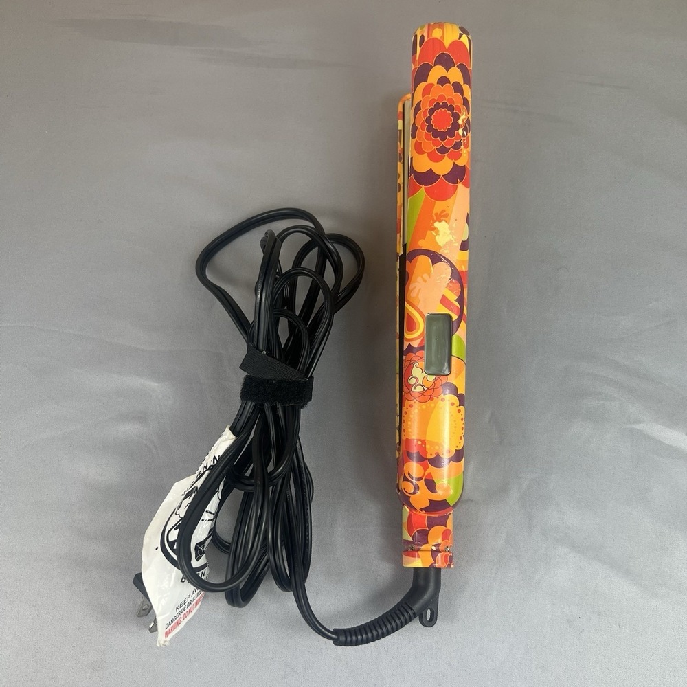 Amika AM1855 1" Ceramic Hair Straightener Flat Iron Orange Paisley Tested - Picture 3 of 5